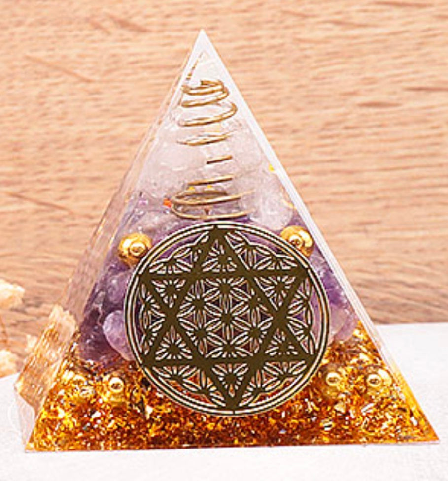 FLEUR DE VIE ETOILE CRISTAL DE ROCHE / AMETHYSTE