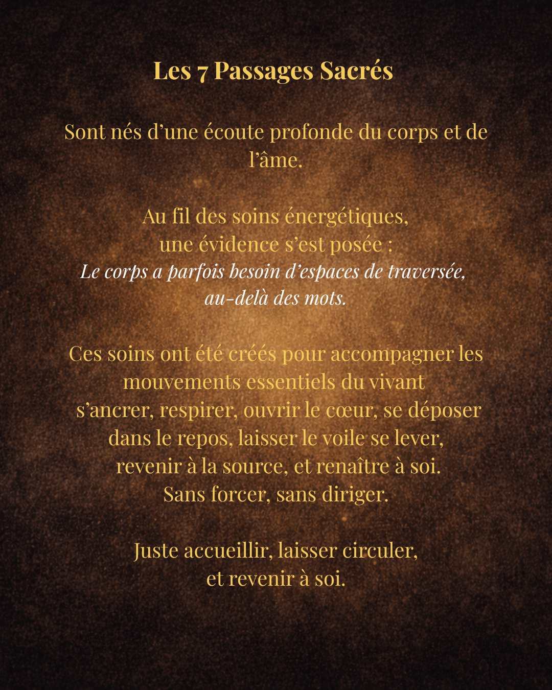 LES 7 PASSAGES SACRÉS